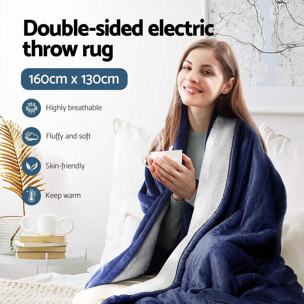 Electric Throw Rug Heated Blanket Washable Snuggle Flannel Winter