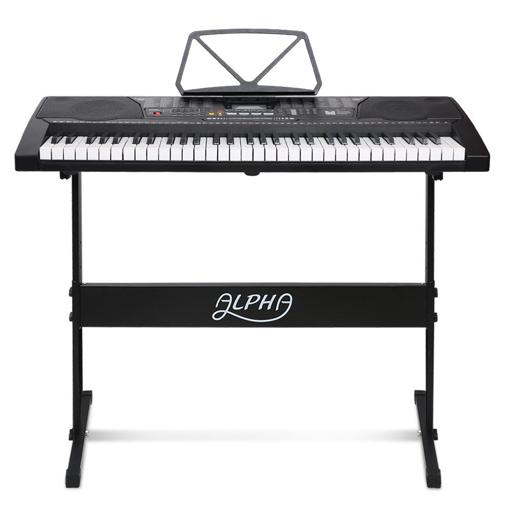 61 Keys Electronic Piano Keyboard Digital Electric W/ Stand Lighted Black