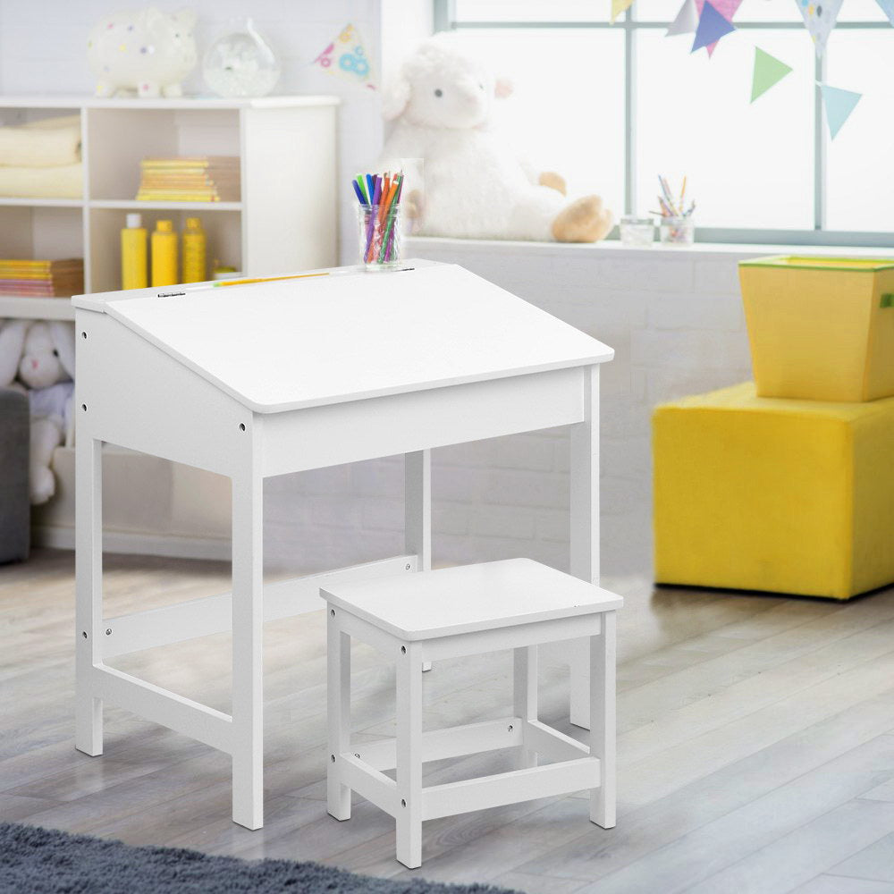 2Pcs Kids Table And Chairs Set Activity Children Playing Toys Study Desk