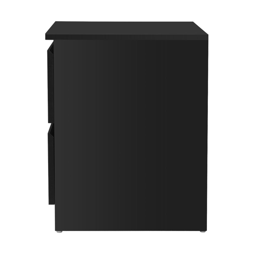 Bedside Table 2 Drawers - Pepe Black