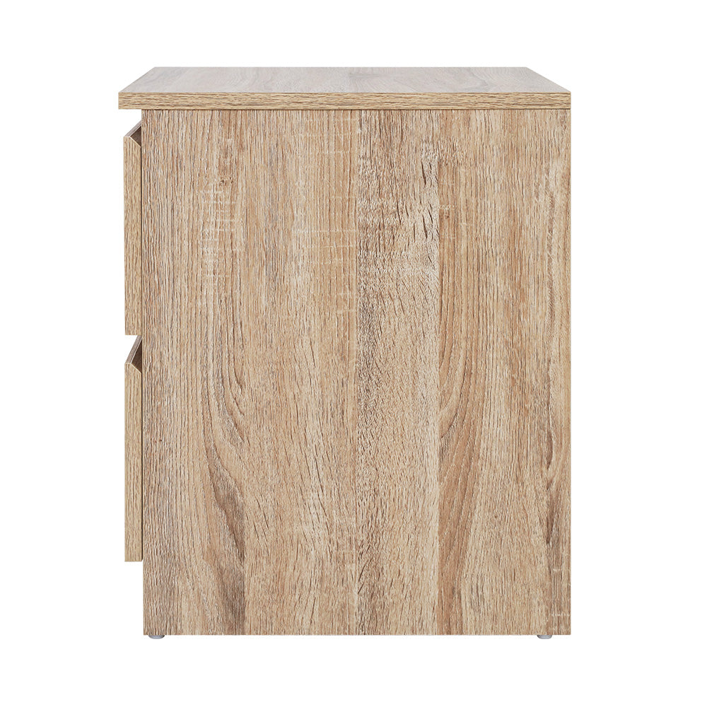 Bedside Table 2 Drawers - Pepe Oak
