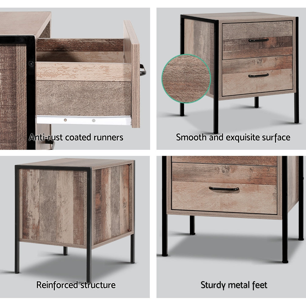 Bedside Table 2 Drawers - Barnly