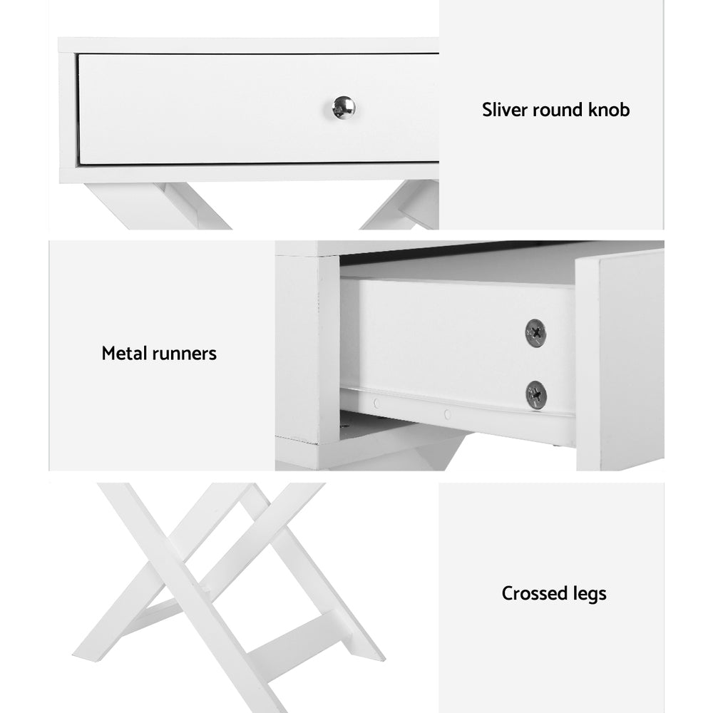 Bedside Table Drawers Side Table Storage Cabinet Nightstand White