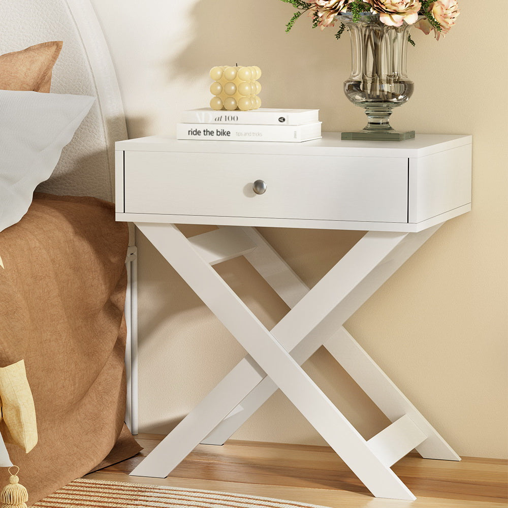 Bedside Table Drawers Side Table Storage Cabinet Nightstand White