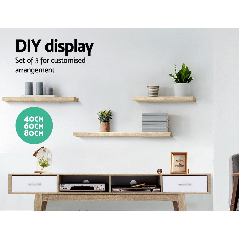 Floating Wall Shelf Set Of 3 Oak