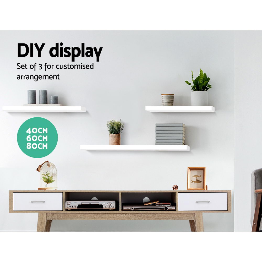 Floating Wall Shelf Set Of 3 White