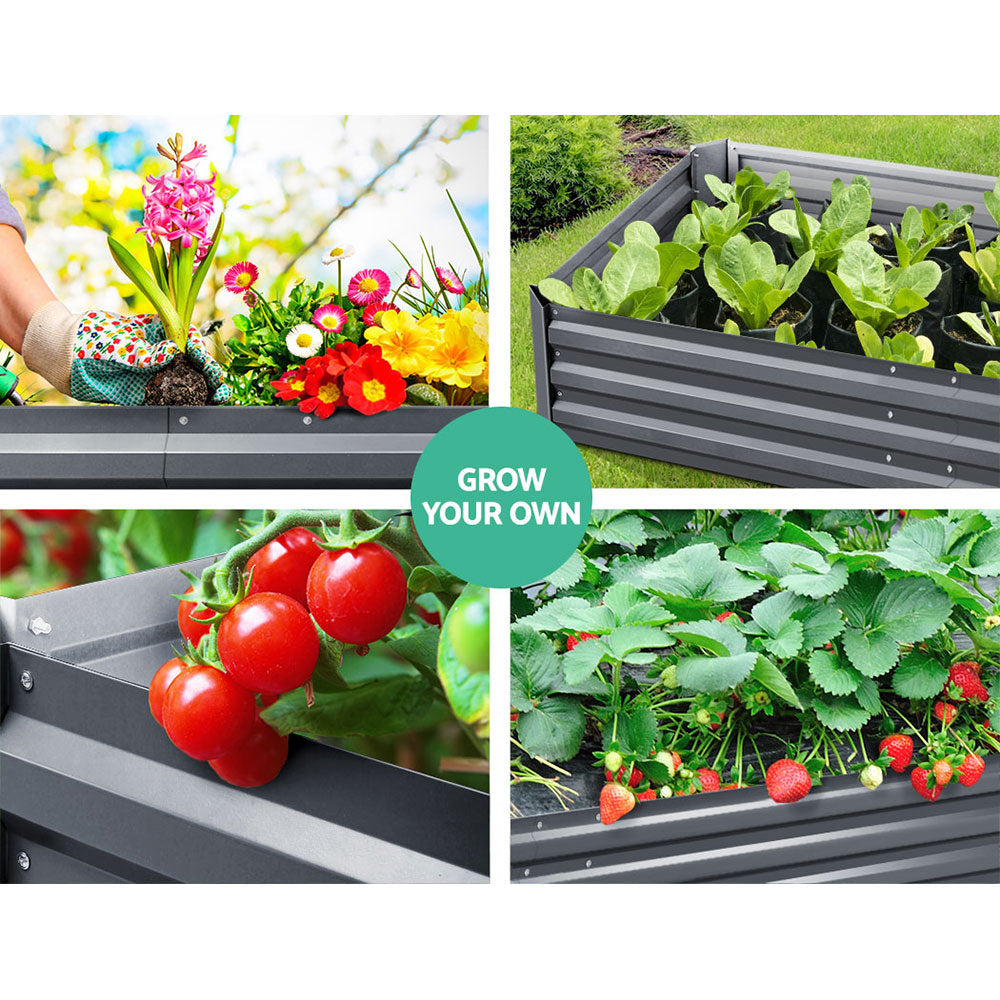 2x Garden Bed 210x90cm Planter Box Raised Container Galvanised Herb