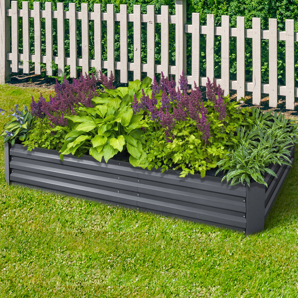 2x Garden Bed 210x90cm Planter Box Raised Container Galvanised Herb