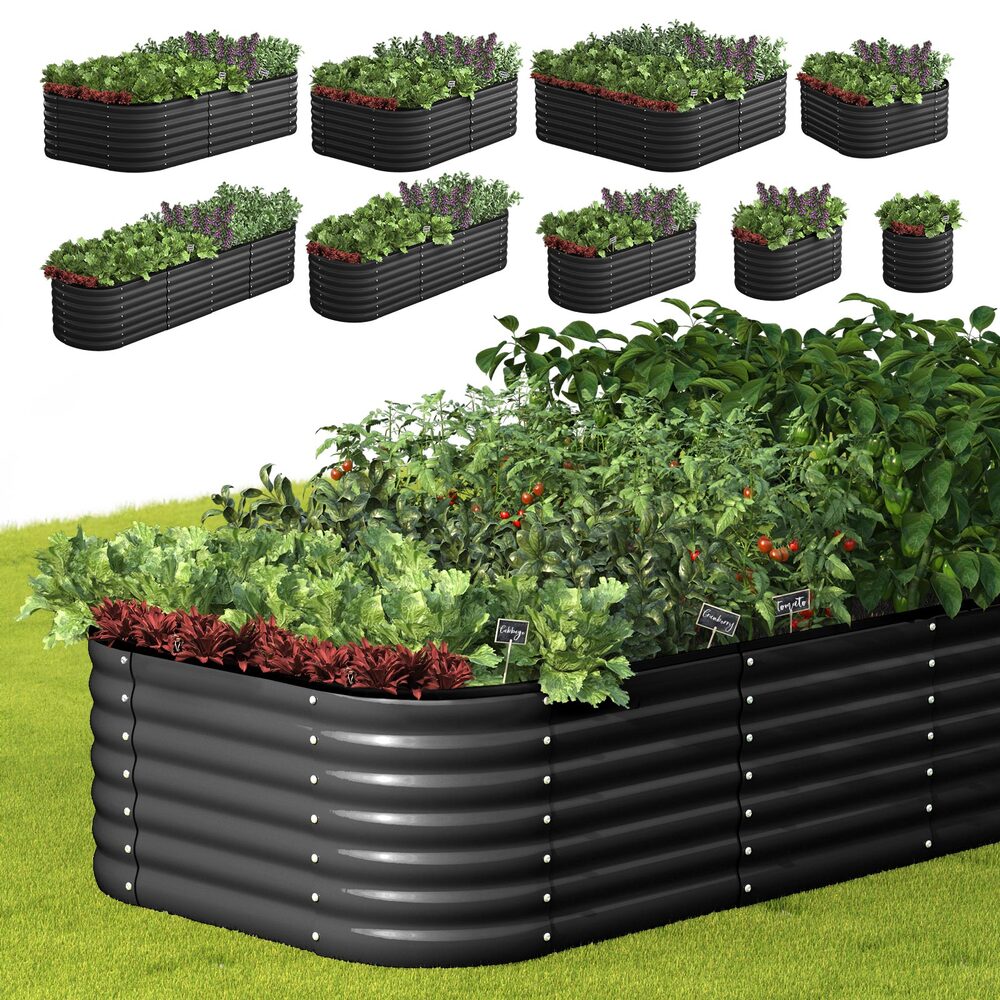 9-IN-1 Raised Garden Bed Modular Kit Planter Oval Galvanised Steel