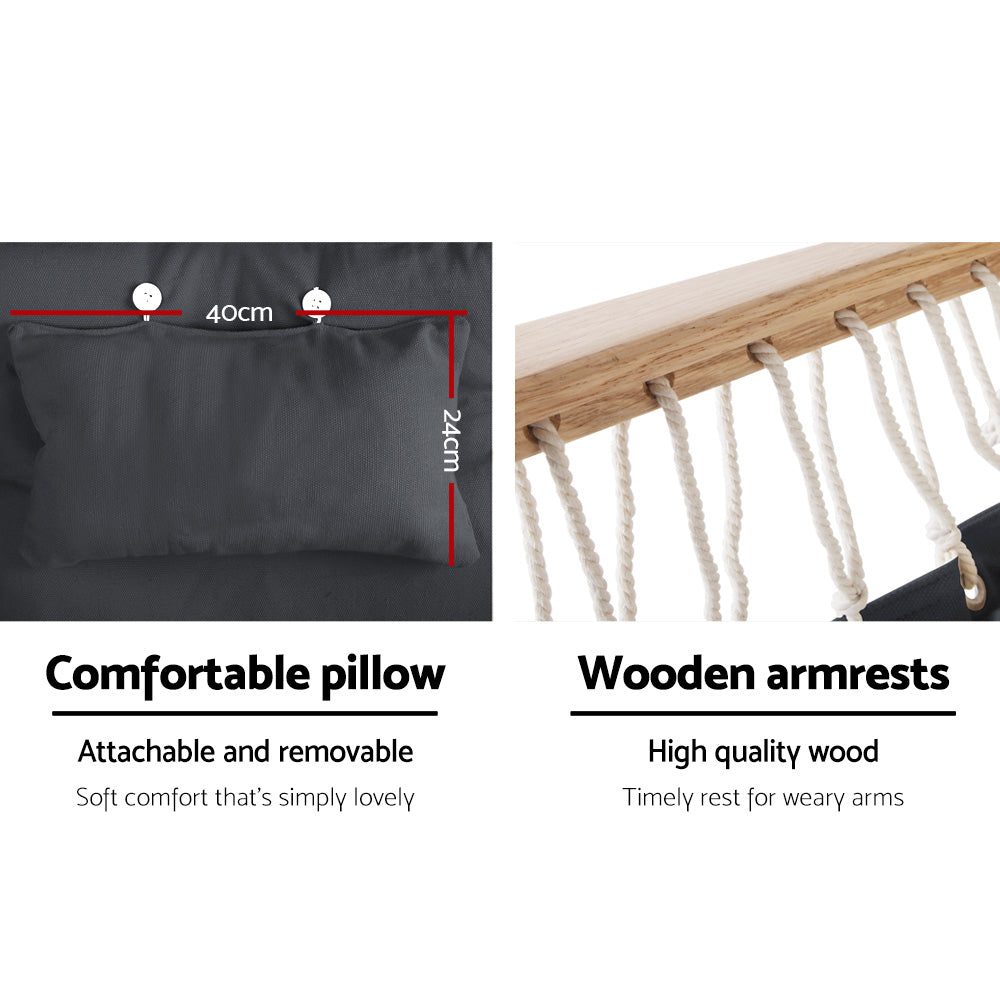 Hammock Chair Hanging With Armrest Camping Hammocks Grey