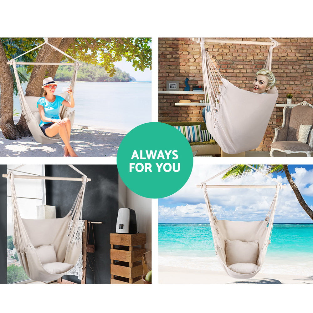 Hammock Chair Outdoor Camping Hanging Hammocks Cushion Pillow