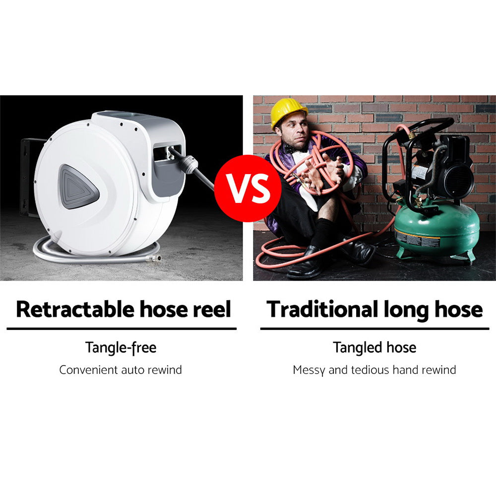 Air Hose Reel 10M Retractable Rewind Swivel Wall Mount Compressor Garage