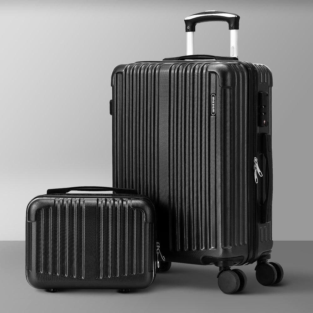 2PCS Luggage Suitcase Trolley Set Carry On TSA Hard Case Black