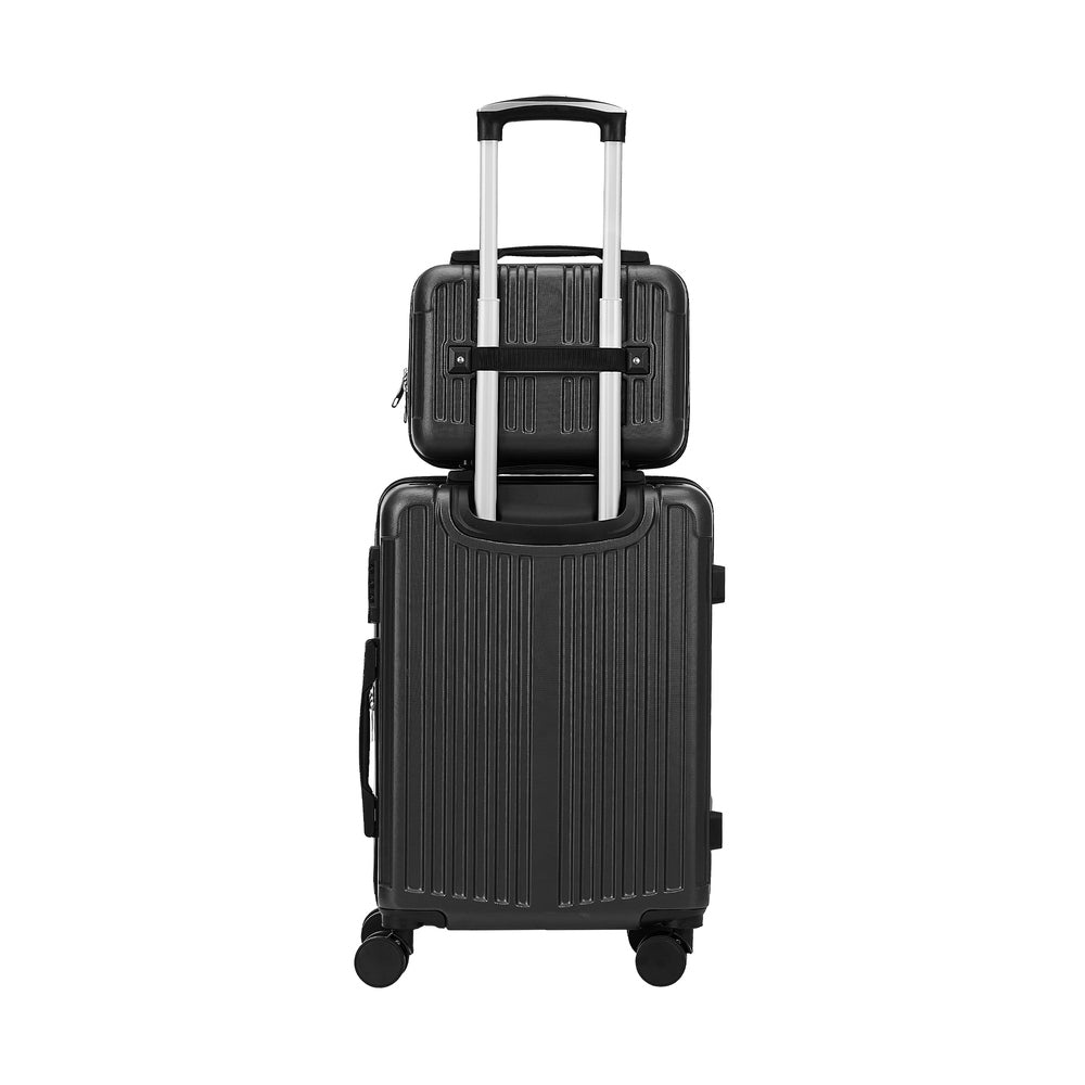 2PCS Luggage Suitcase Trolley Set Carry On TSA Hard Case Black