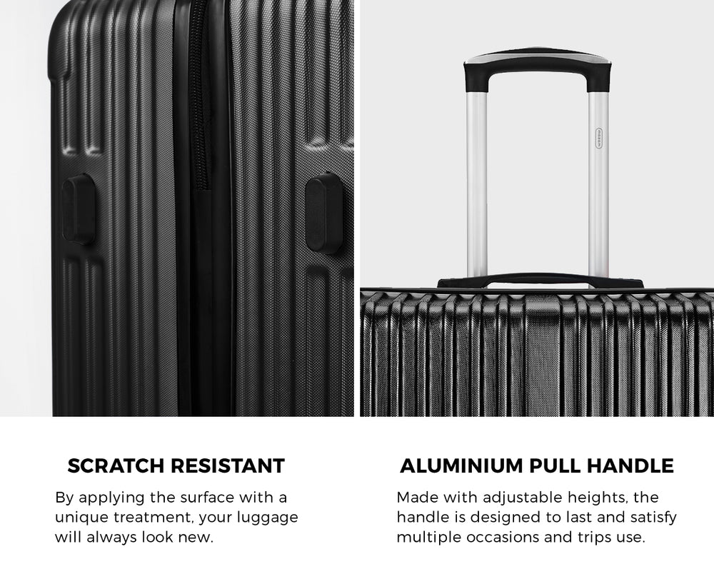 2PCS Luggage Suitcase Trolley Set Carry On TSA Hard Case Black