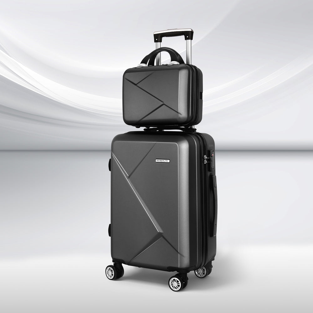 2Pc Luggage 12" 20" Trolley Travel Suitcase Storage Carry On Tsa Lock Rose Gold
