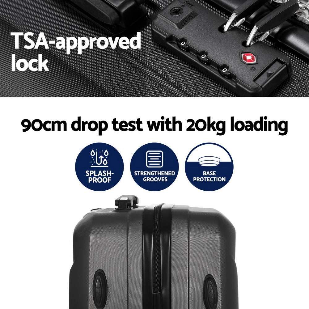 2Pc Luggage 12" 20" Trolley Travel Suitcase Storage Carry On Tsa Lock Rose Gold
