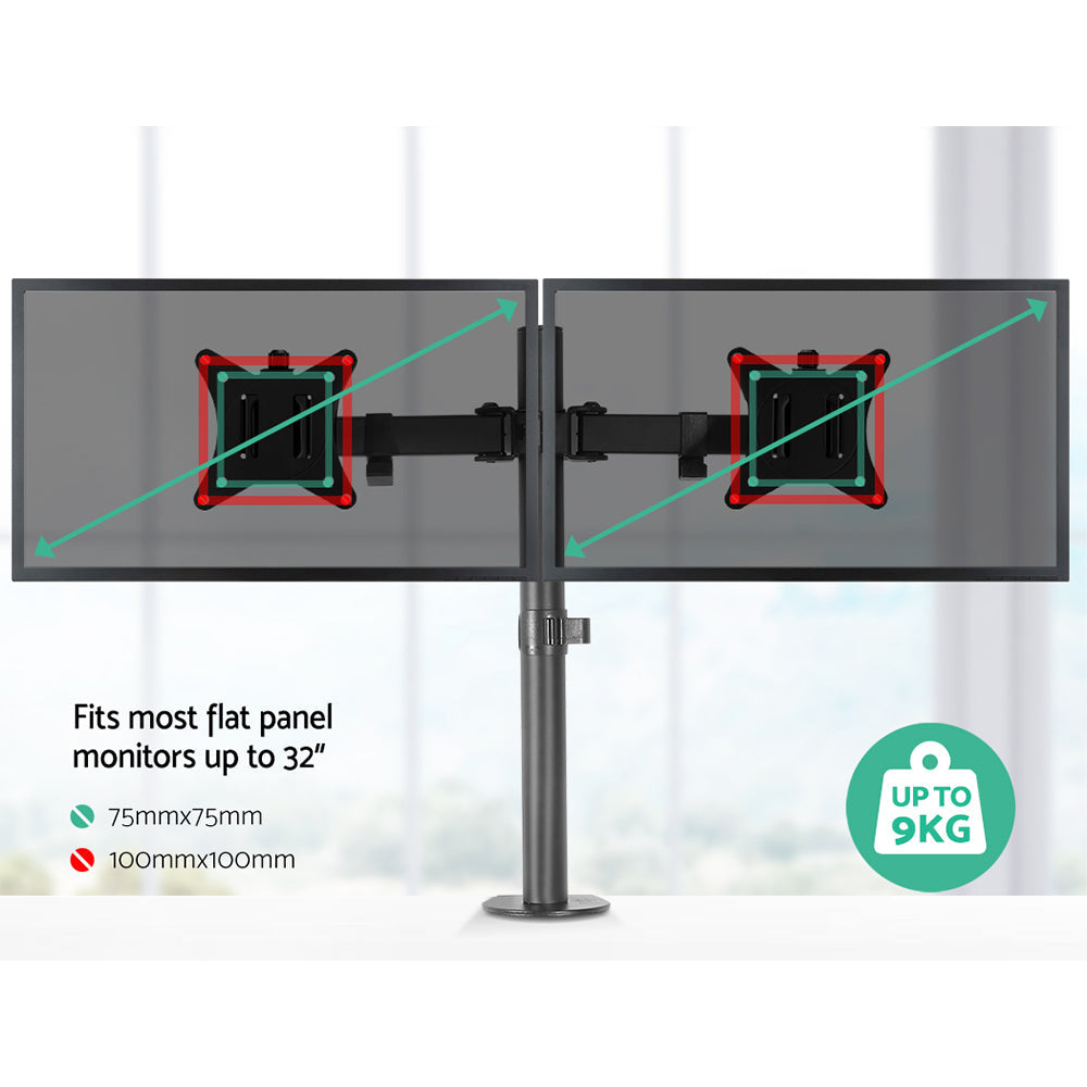 Monitor Arm Mount Dual 32" Black