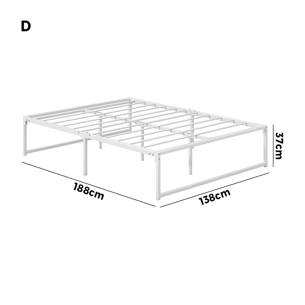 Metal Bed Frame Double/Queen Size Bed Base White