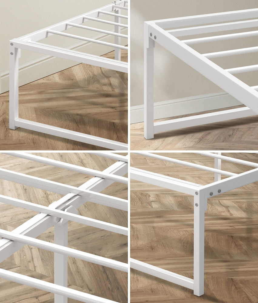 Metal Bed Frame KIng Size Beds Base Platform White