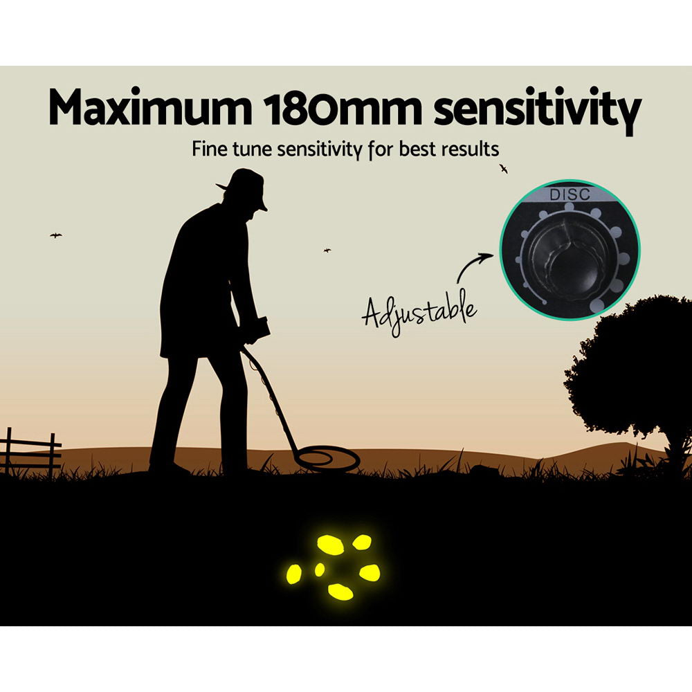 180Mm Deep Waterproof Treasure Hunter Metal Detector Black