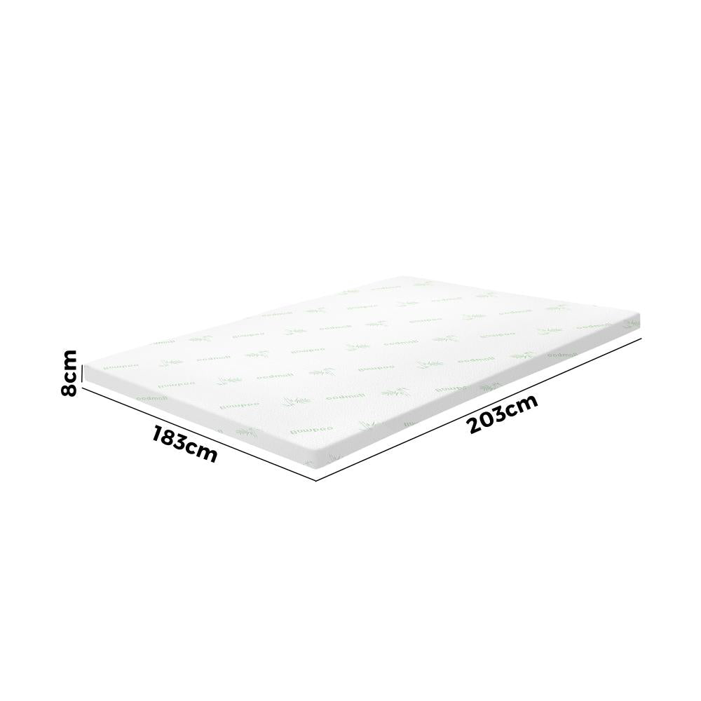 Simple Deals Memory Foam Mattress Topper Bed Cool Gel Bamboo Cover Underlay King 8CM