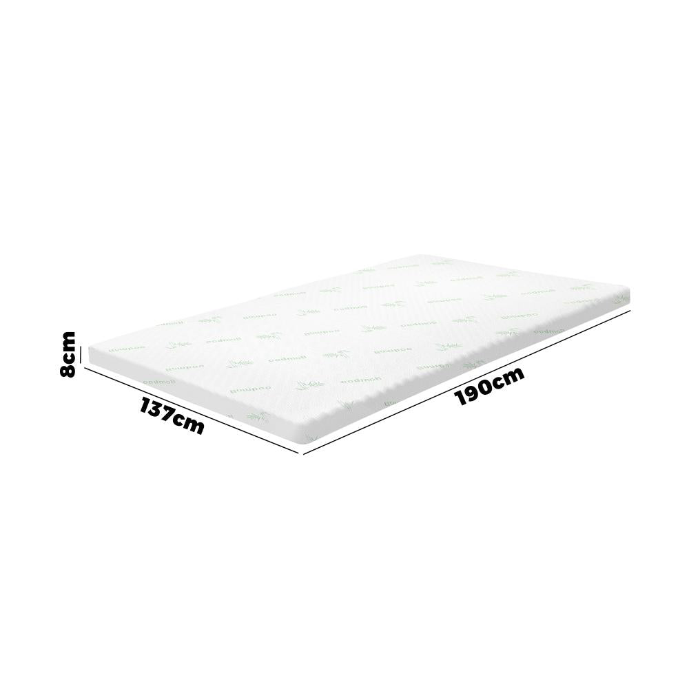 Simple Deals Memory Foam Mattress Topper Cool Gel Bed Bamboo Cover 7-Zone 8CM Double