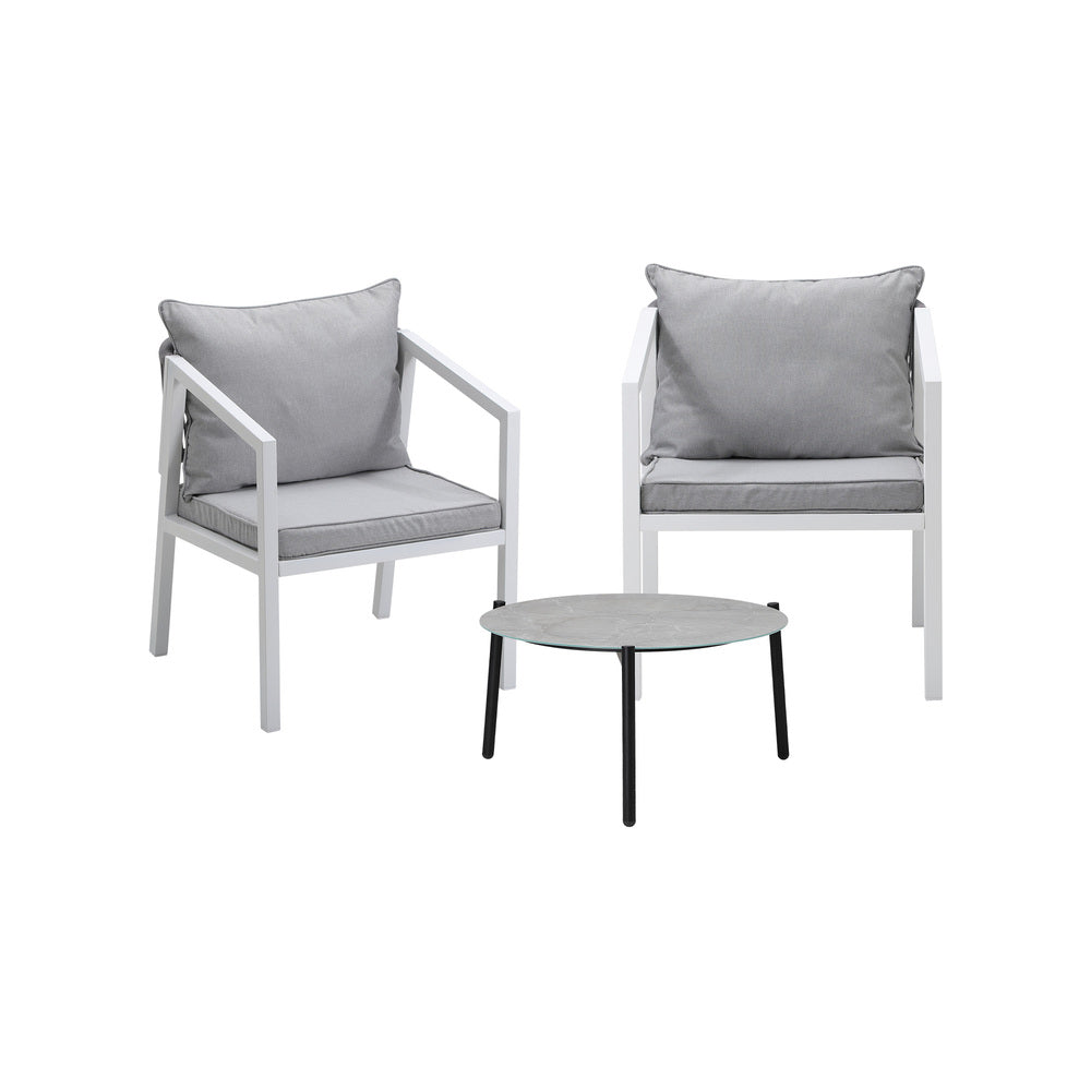3PCS Outdoor Patio Setting Grey 70cm & 50cm Coffee Table
