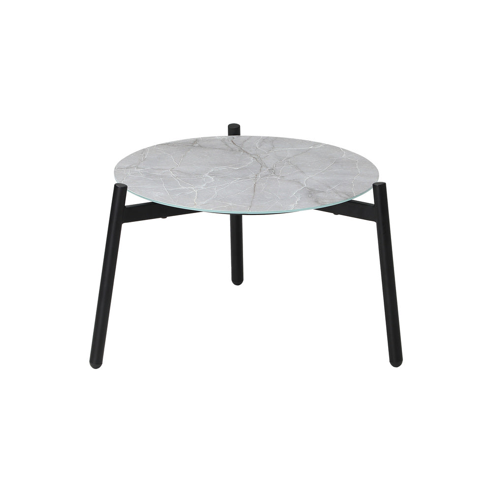 4 Piece Outdoor Patio Set 50cm Table Grey and Black Armchair