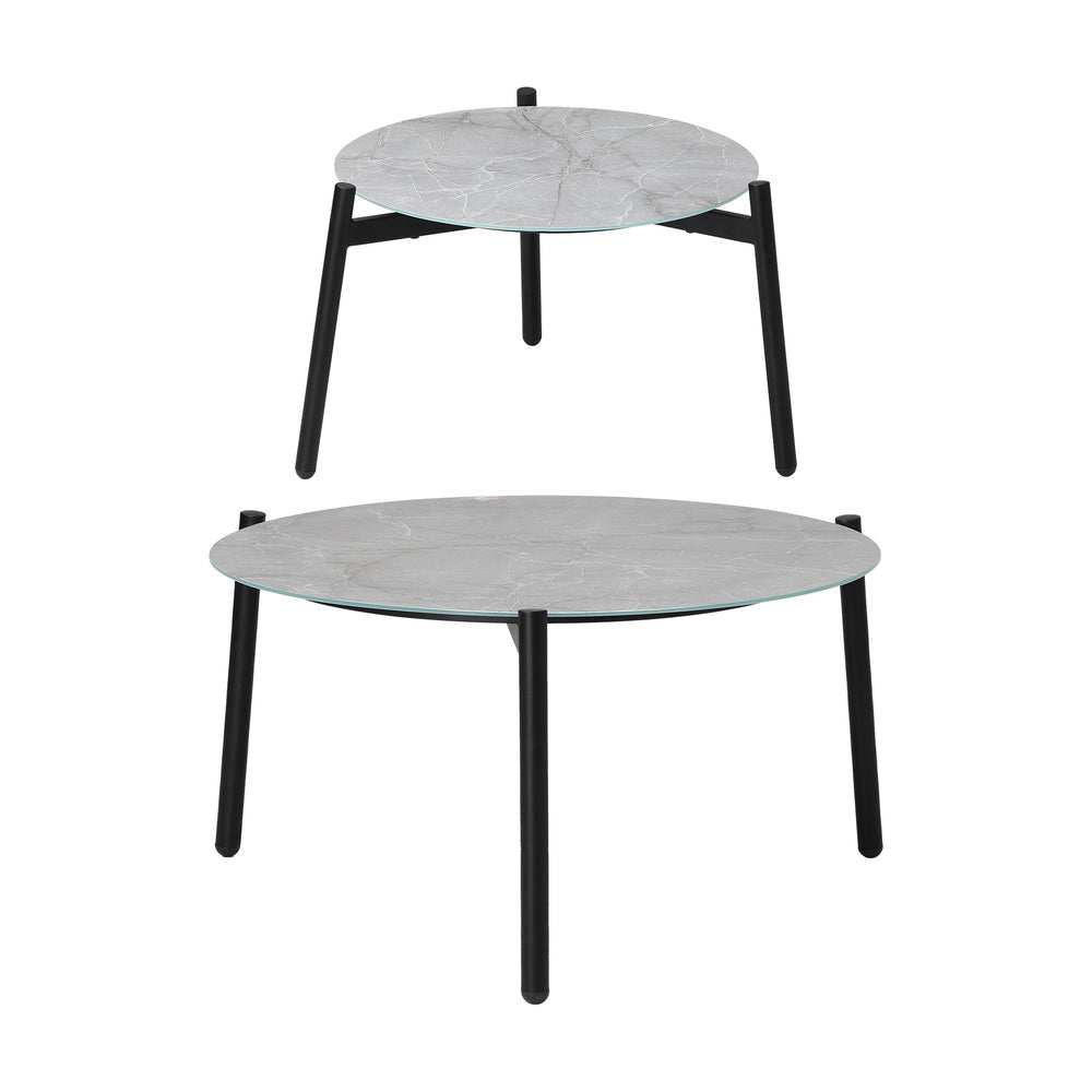 6PCS Outdoor Patio Set White Black & Grey Table Set with White Chairs