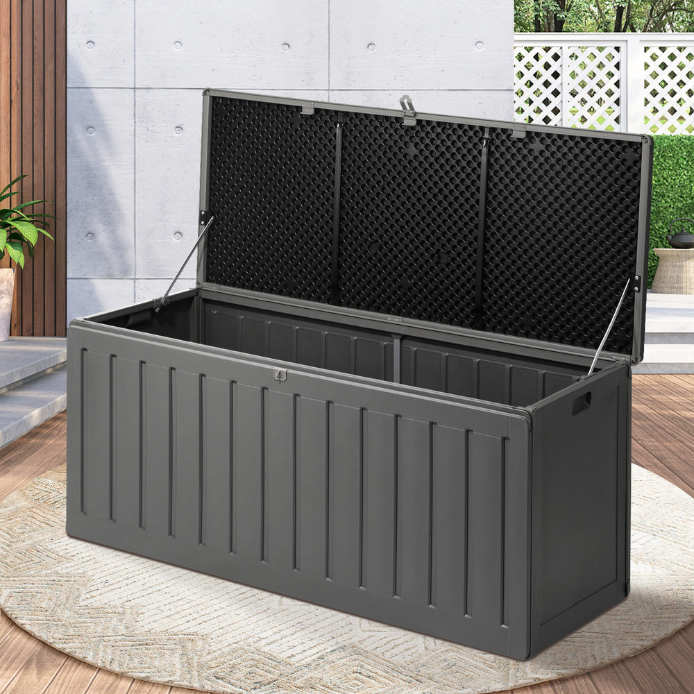 Outdoor Storage Box Bench 490L Cabinet Container Garden Deck Tool Grey
