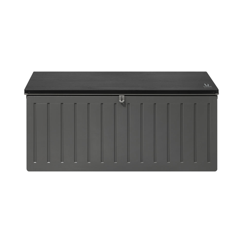 Outdoor Storage Box Bench 490L Cabinet Container Garden Deck Tool Grey