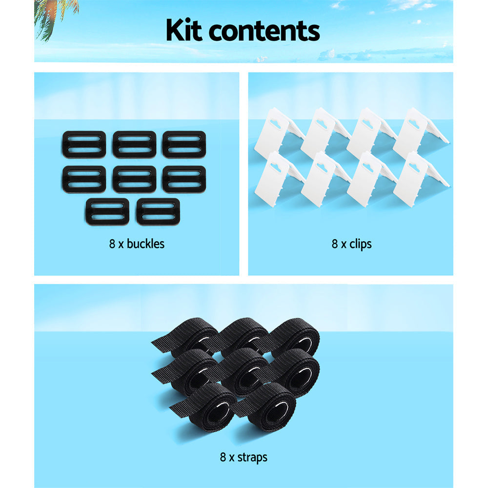 Pool Cover Roller Attachment Swimming Pool Reel Straps Kit 8Pcs