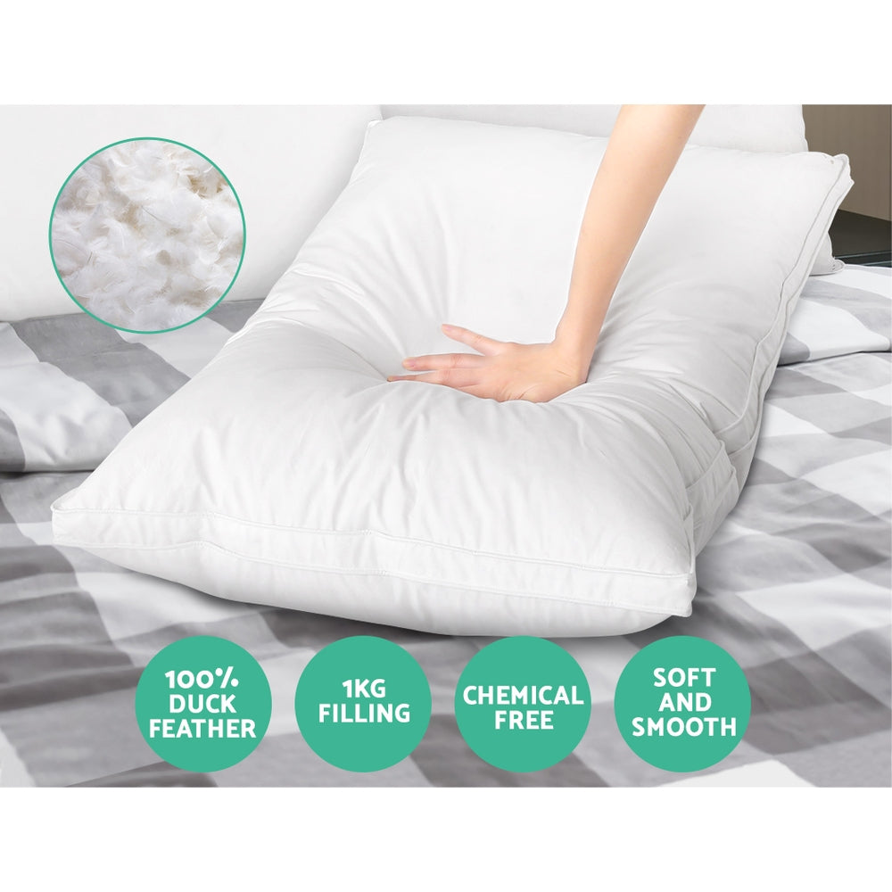 Duck Feather Down Pillow Luxury Twin Pack