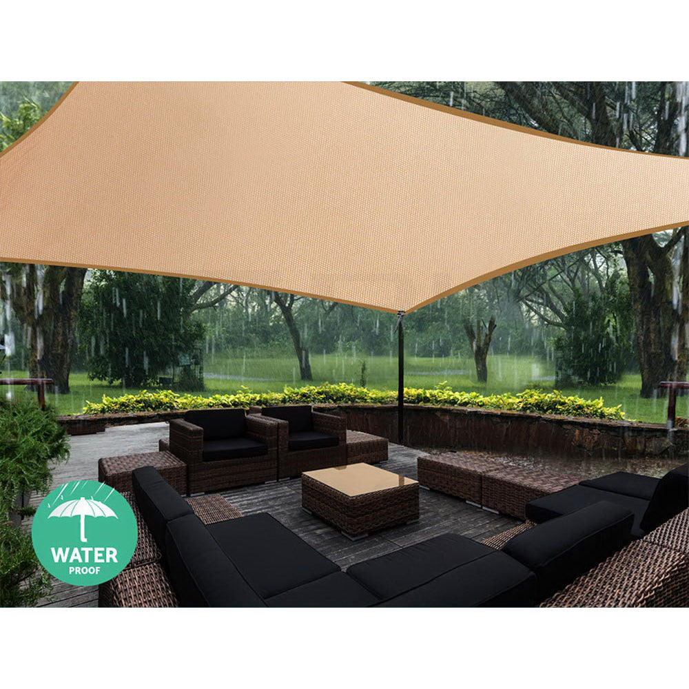 Waterproof Shade Sail 2X4M Rectangle Sand 95% Shade Cloth