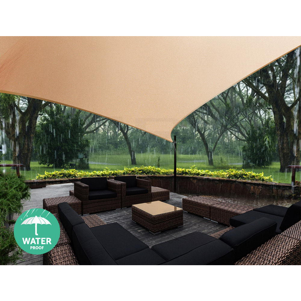 Waterproof Shade Sail 5X5X5M Rectangle Sand 95% Shade Cloth