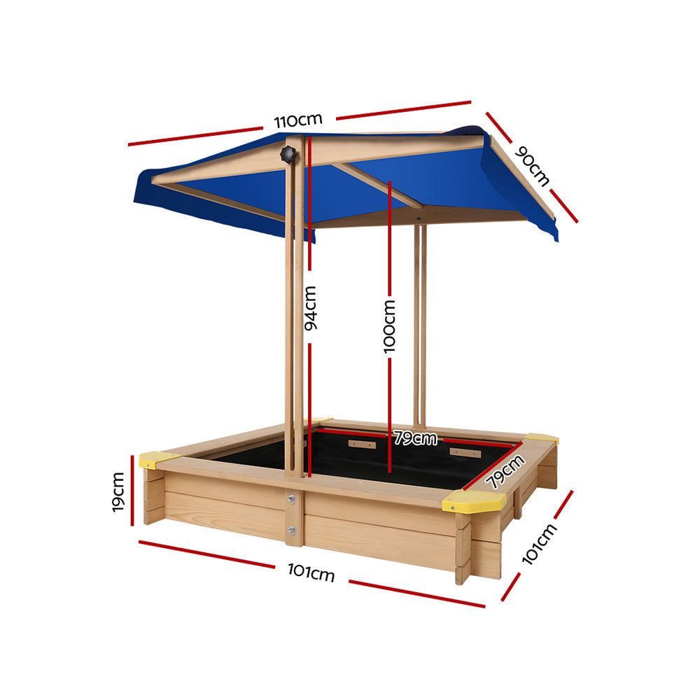 Kids Wooden Sandbox With Canopy & Bench