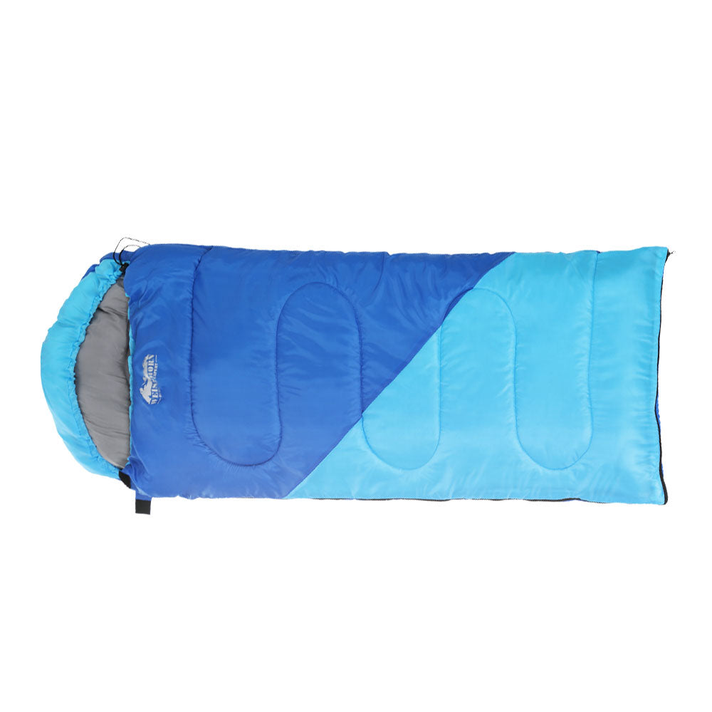 Sleeping Bag Kids Single 172Cm Thermal Camping Hiking Blue