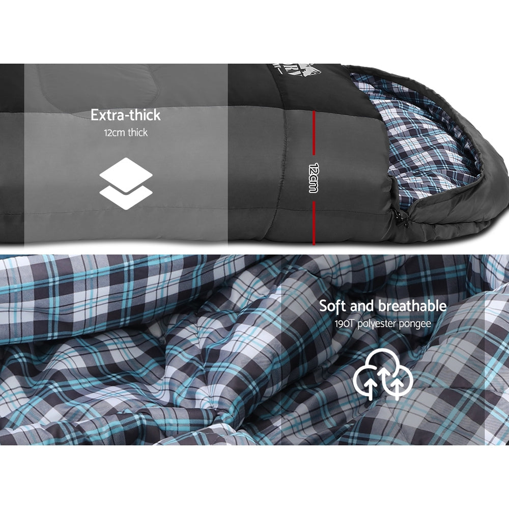 Sleeping Bag Single Thermal Camping Hiking Tent Black -20°C