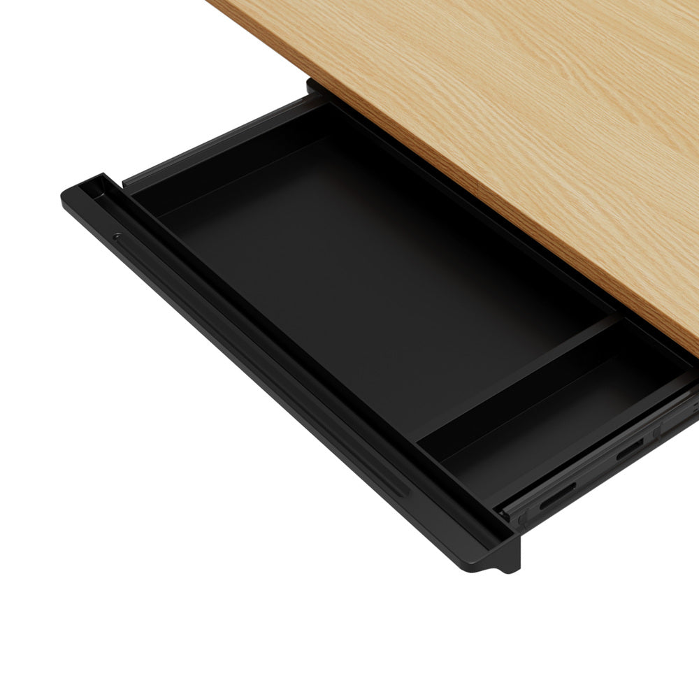 150cm Electric Standing Desk with Drawer Adjustable Black & White Oak