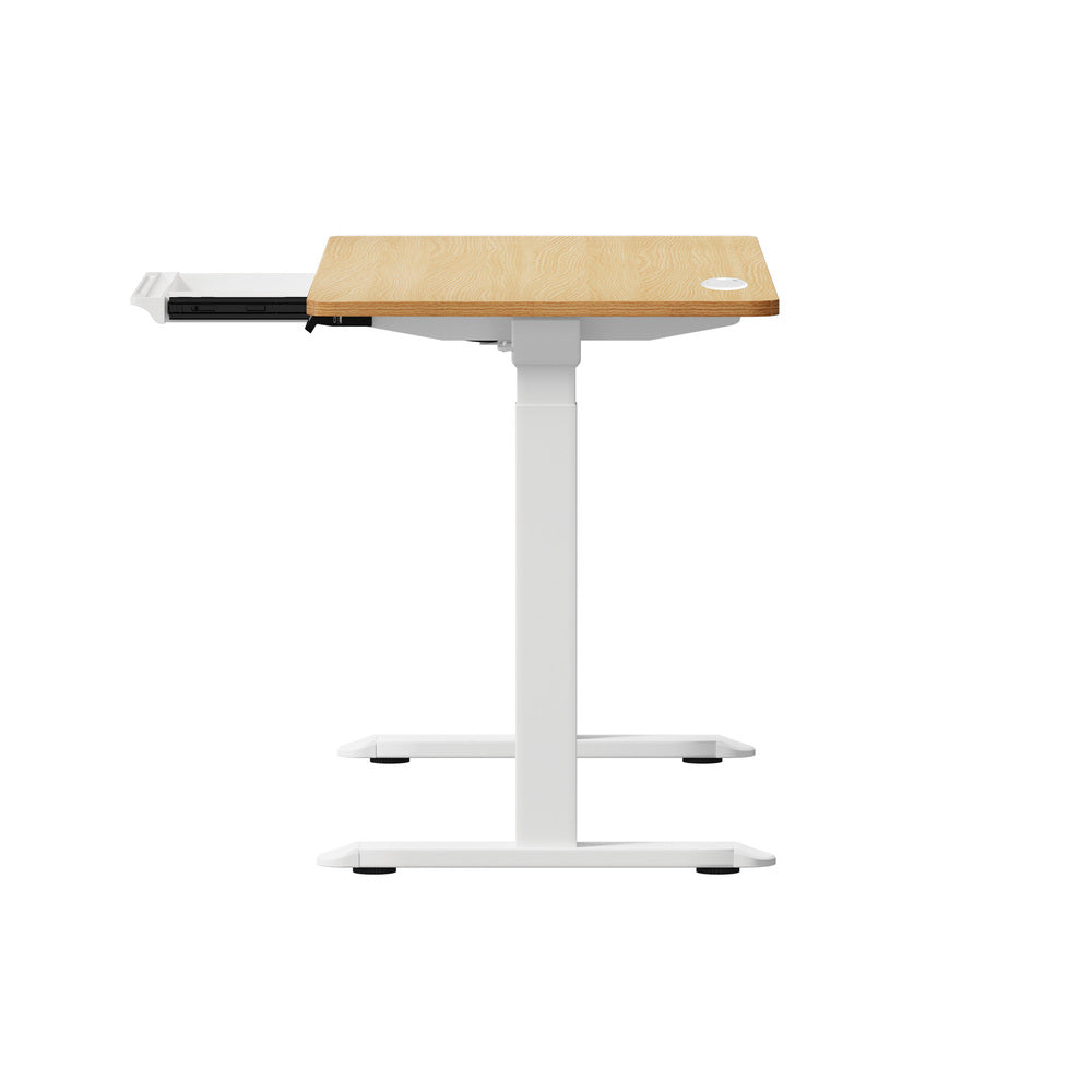 150cm Electric Standing Desk with Drawer Adjustable Black & White Oak