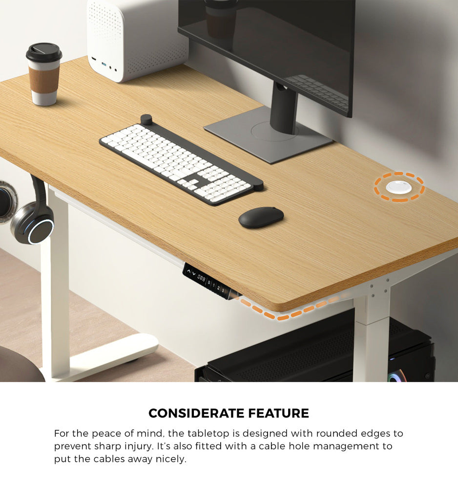 150cm Electric Standing Desk with Drawer Adjustable Black & White Oak