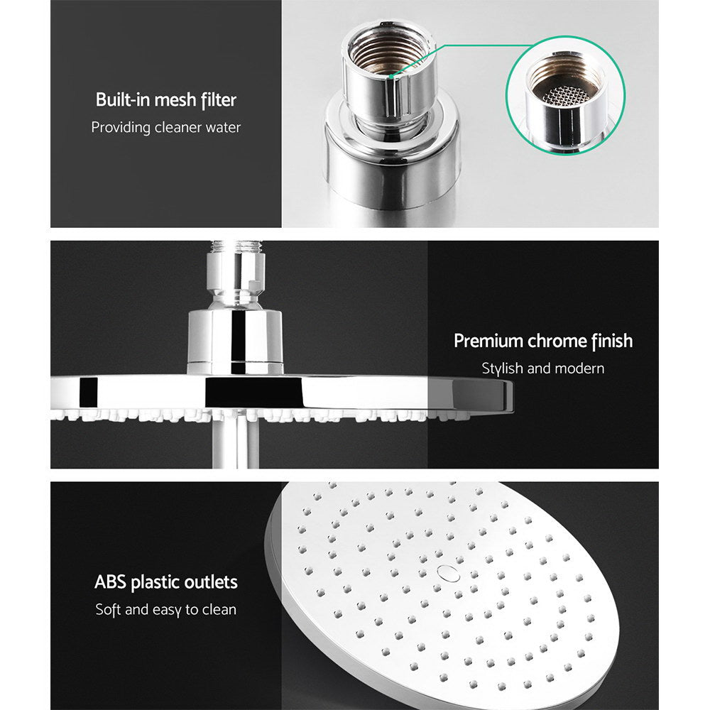 Chrome Handheld Round High Pressure Rain Shower Head Set With Mixer Tap