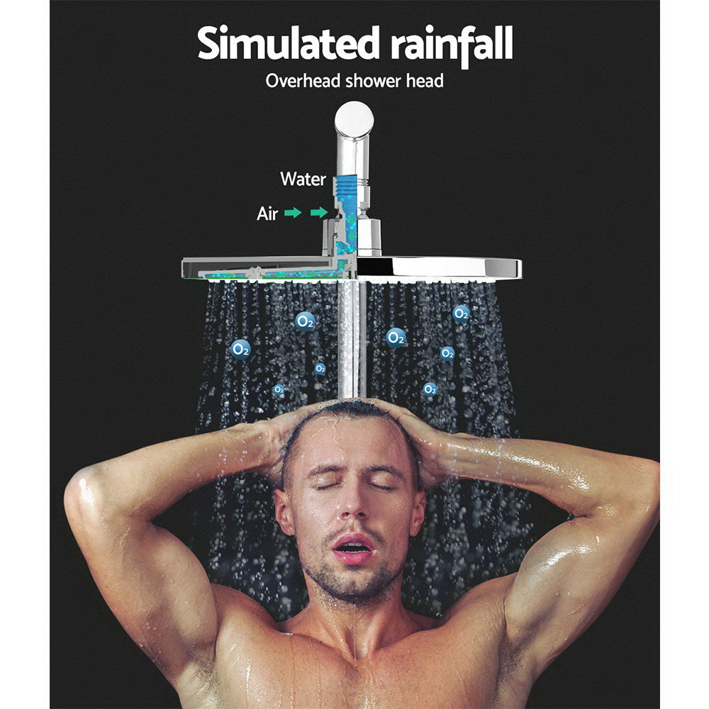 Chrome Handheld Round High Pressure Rain Shower Head Set With Twins Tap
