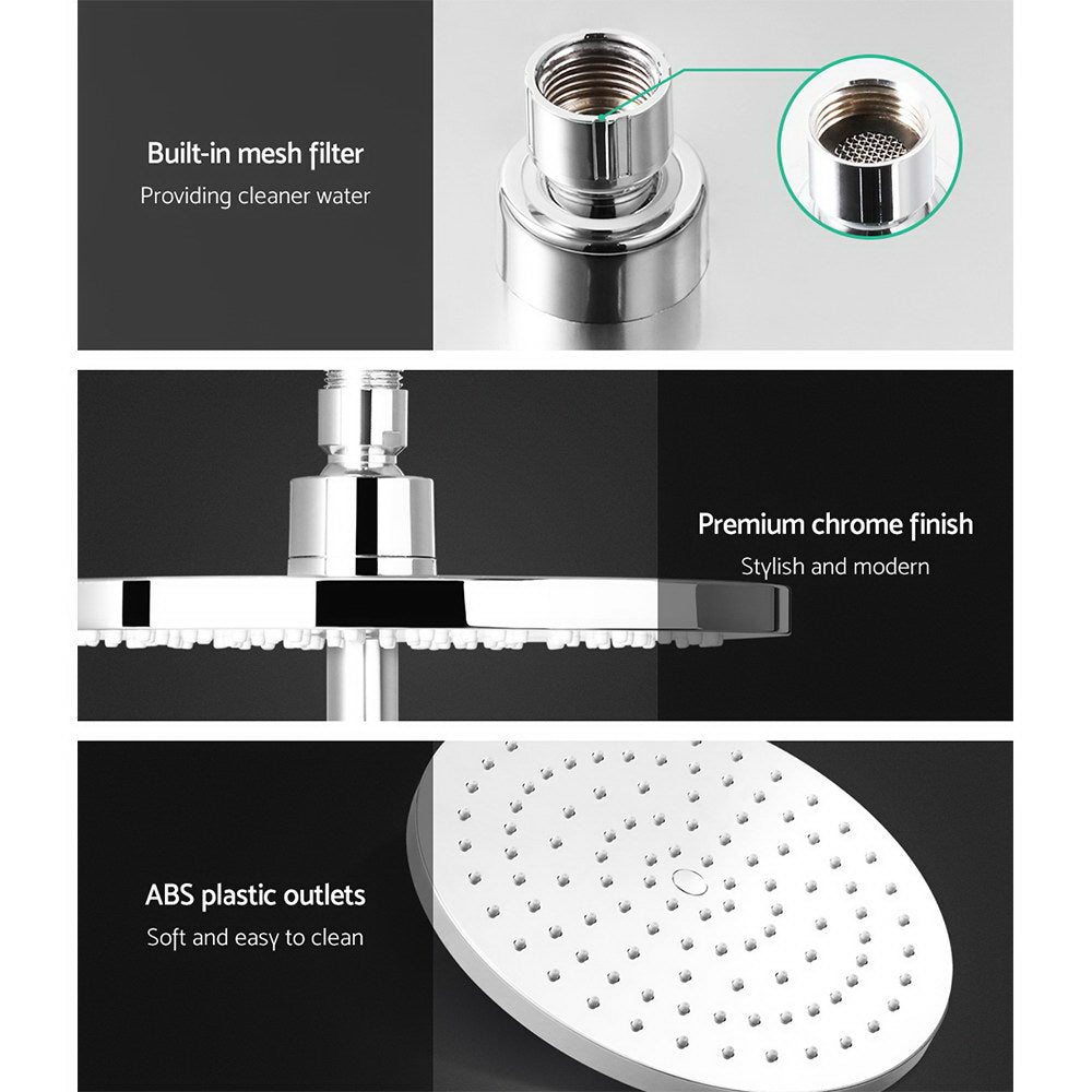 Chrome Handheld Round High Pressure Rain Shower Head Set With Twins Tap