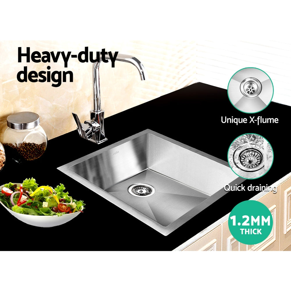 Kitchen Sink 45X39Cm Stainless Steel Basin Single Bowl Laundry Silver