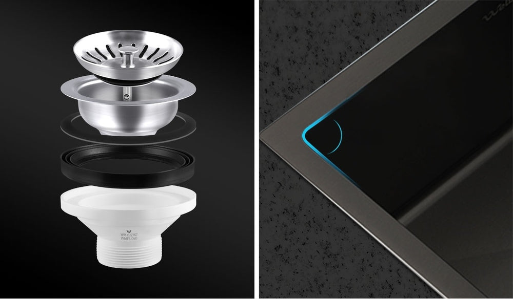 44X38CM Stainless Steel Sink Single Bowl with Waste Black