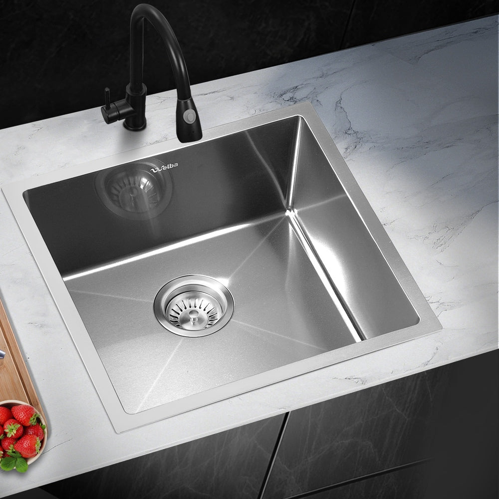 44X38CM Stainless Steel Sink Single Bowl with Waste Black