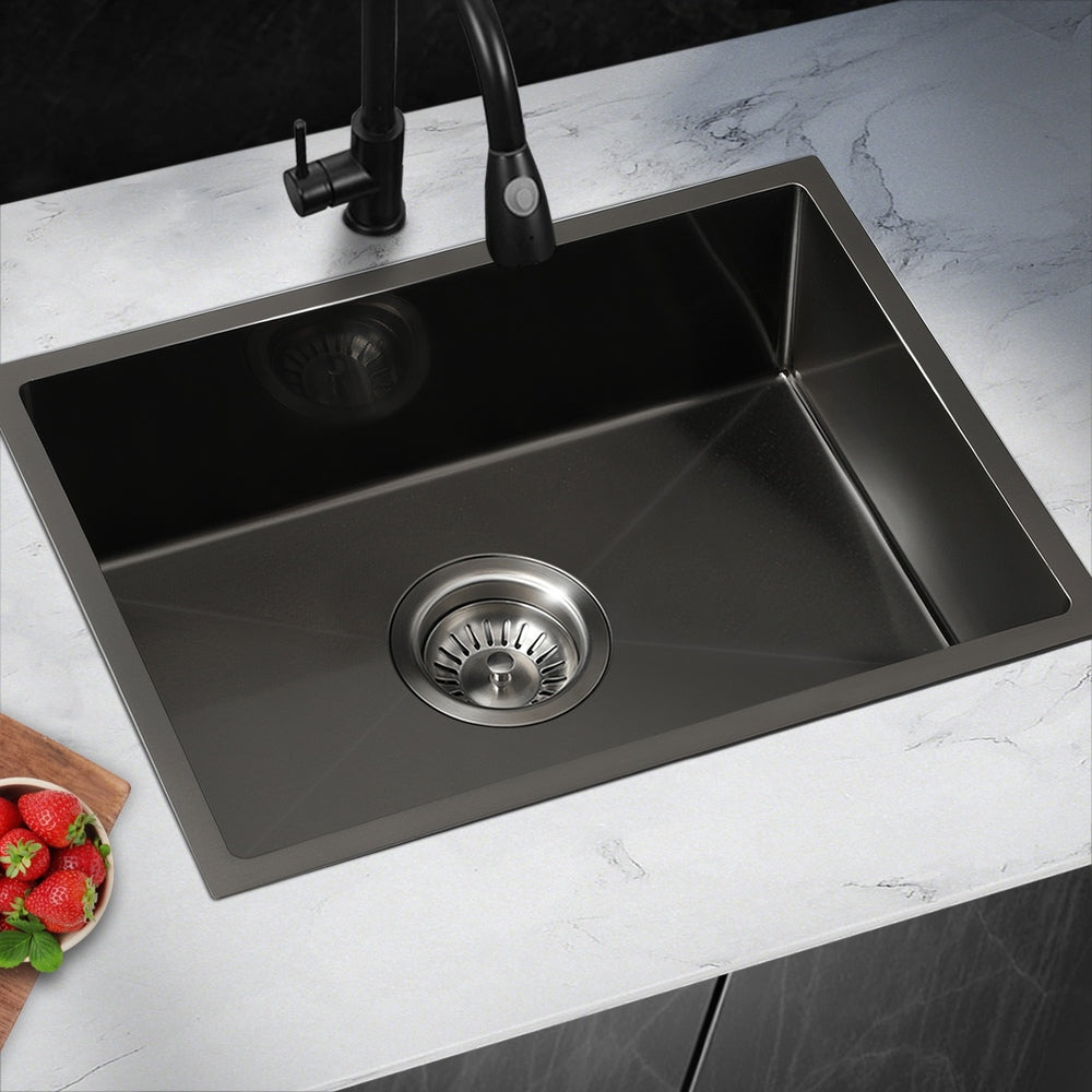 44X38CM Stainless Steel Sink Single Bowl with Waste Black