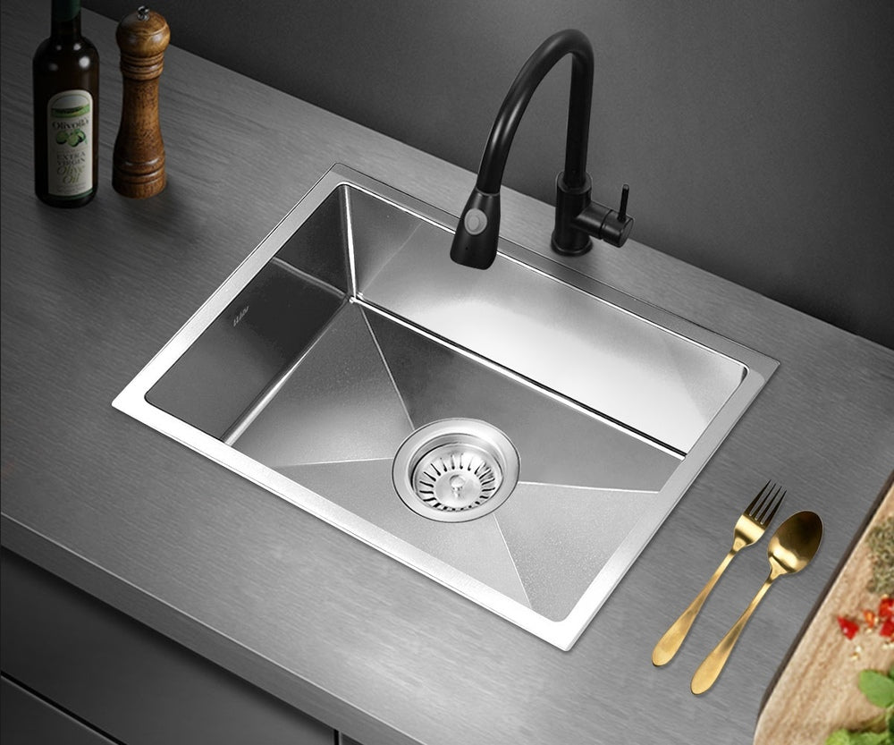 44X38CM Stainless Steel Sink Single Bowl with Waste Black